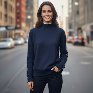 Alala Framed Knit Mock Neck Sweater, Navy, Oversized Fit, Size XS or L, NWT